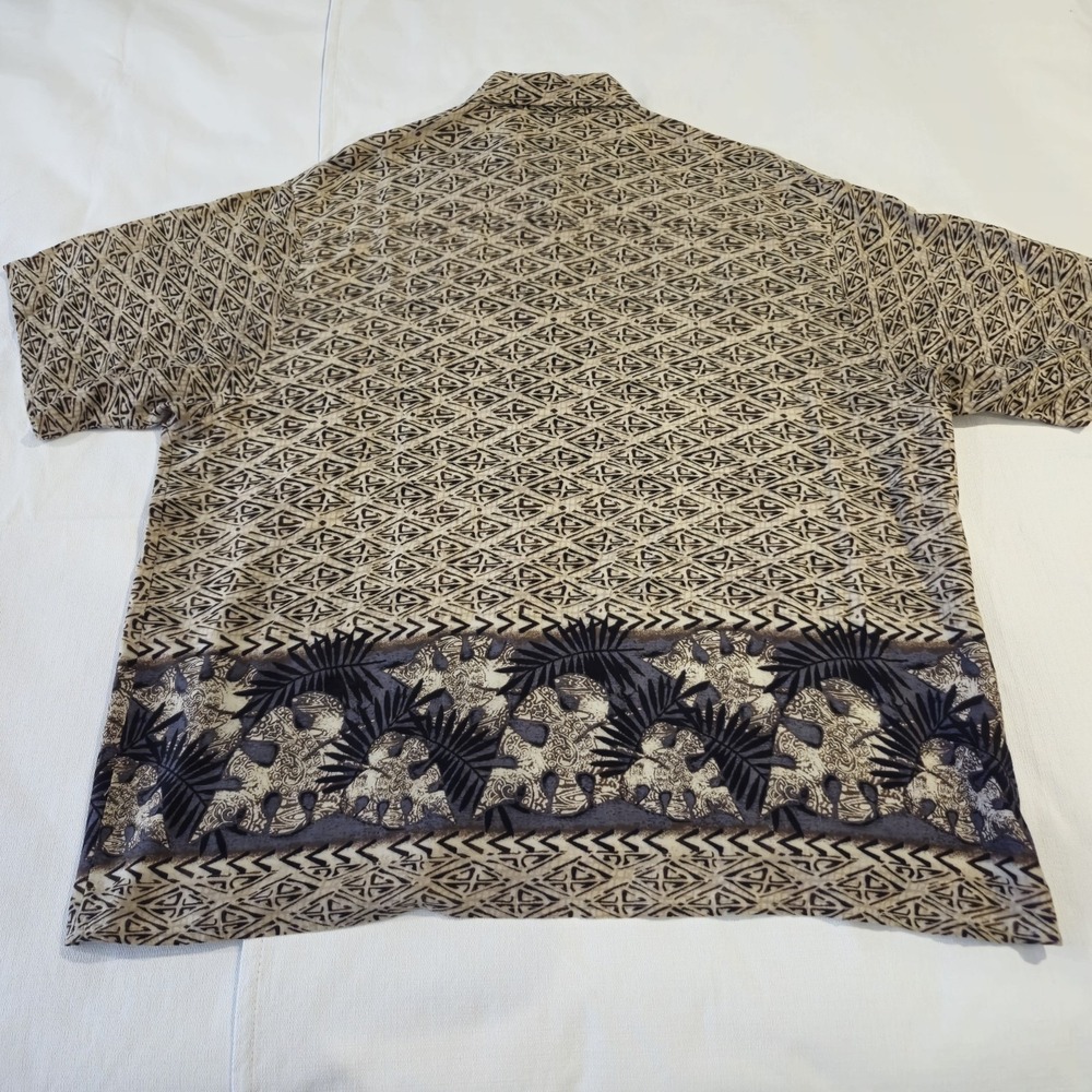 Untied Men's Casual Button Down Short Sleeve Tan Brown Black Tropical XL - Picture 6 of 11